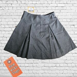 Dennis School Uniform Rainier Gray Pleated Twill Skort Juniors NWT US Union Made